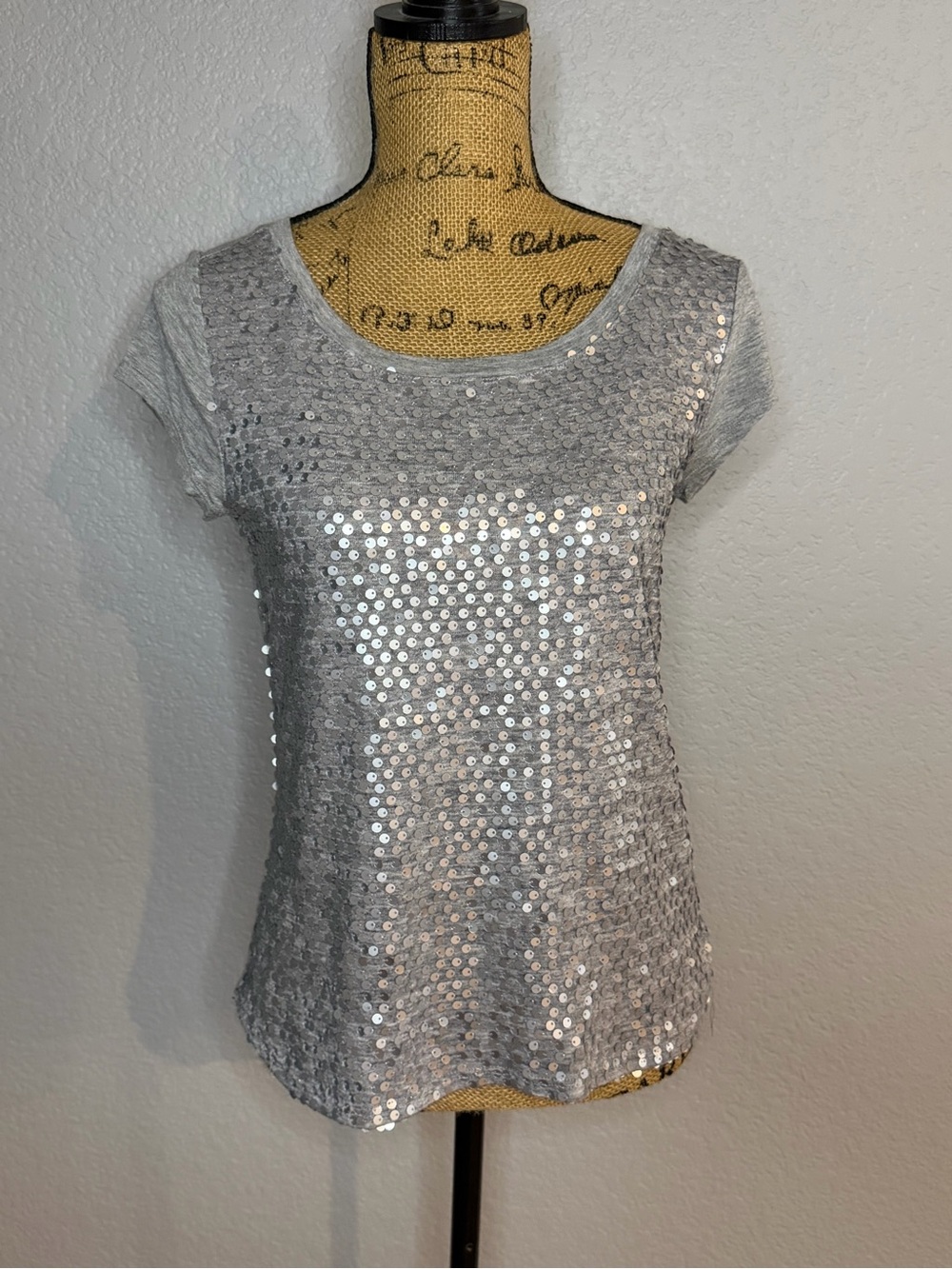 Socialite Silver Sequin Short Sleeve Tee